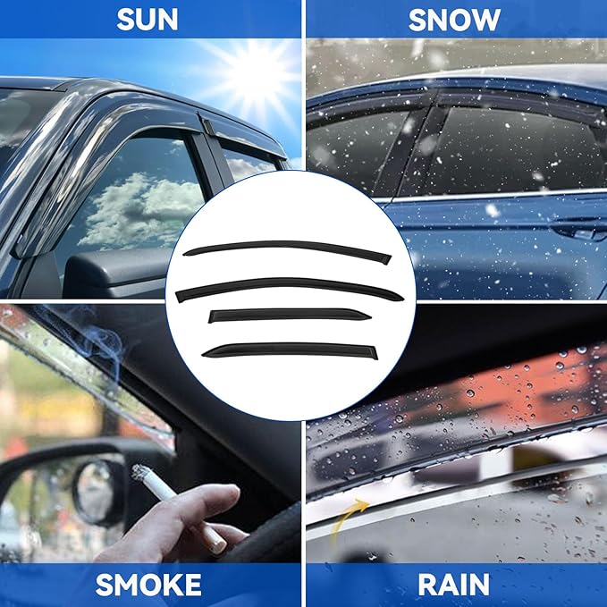 4pcs Front+Rear Smoke Tint Sun/Rain Guard Outside Mount Tape-On Vent Window Visors Compatible with 13-22 Encore/Trax