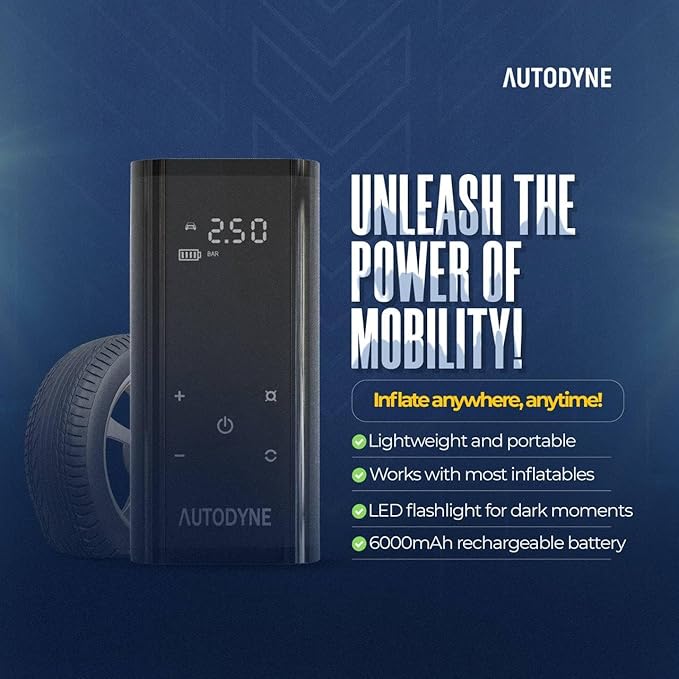 Portable Air Pump - Portable Inflator 150 PSI, Car Accessories, Tire Pressure Gauge, Tire Inflator, Air Compressor for Car, Emergency Supplies for Vehicle, Portable Air Compressor