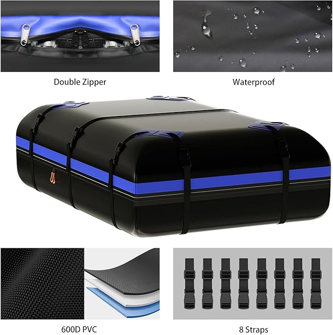 FORWODE Roof Rack Carrier Basket, 64" x 39" Rooftop Cargo Carrier with 250 lbs Capacity, Rust-Proof Steel Heavy Duty Car Top Luggage Basket with Waterproof Cargo Bag,Net for SUV Truck Cars