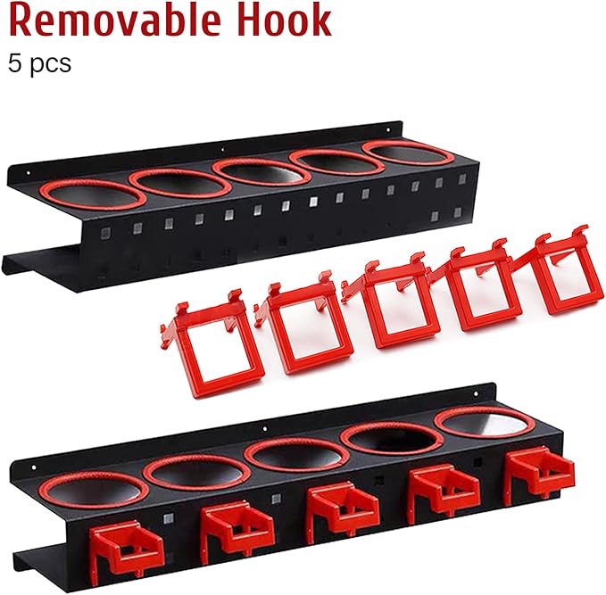 Spray Bottle Holder Wall Mount,Storage Rack 5 Holes,7Hooks Organizer Abrasive Material,Hanging Rail Cleaning Detailing Tools Hanger,Car Beauty Shop Accessory Display Auto