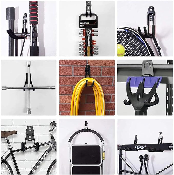 Garage Storage Utility Hooks - 2.8 Inch Wall Mount Hanging Hook, Tool Organizer, Heavy Duty Double Hook