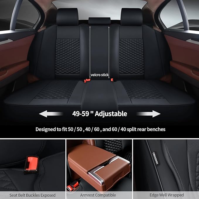 Car Seat Covers Full Set Leather Seat Covers Automotive Seat Covers Universal Car Seat Cover for Most Cars Black