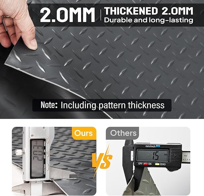 TUFFIOM 5 x 10 FT Garage Floor Mat, Thickened Diamond Plate PVC Garage Mats Flooring Roll for Under Car, Garage Parking Mats for SUVs, Golf Cart, Sports Car