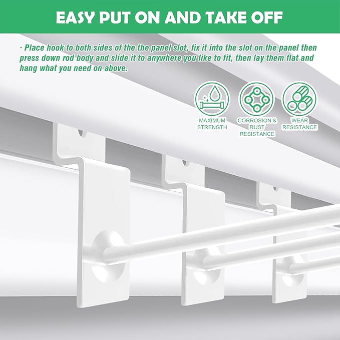 Yuahar Slatwall Hooks 20Pcs 4/6 Inch Slatwall Accessories Heavy Duty Slat Wall Hanging Hooks Panel Display Hooks Pegboard Gridwall Display Hook for Garage Retail Shop (White)