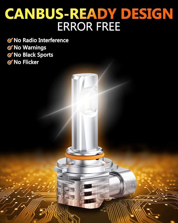 OXILAM 9005 9006 LED Bulbs Combo, HB3 HB4 Bulbs, 1:1 Size Upgrade, 800% Brighter Visibility, No Flicker, No Noise, 60,000H Lifespan, IP68 Waterproof