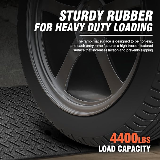 DNA MOTORING 7.7" Rise Rubber Curb Ramp Heavy Duty Loading Driveway Ramp Threshold Ramp 39 in L x 19.7 in W x 7.7 in H for Loading Dock, Warehouse, Wheelchair, Motorcycles, Cars, TOOLS-00654