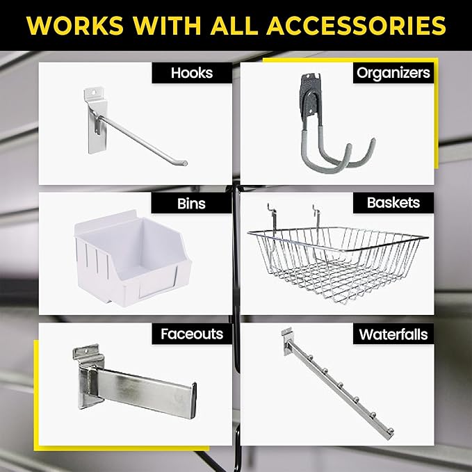 DLDIRECT Slatwall Panel Garage Wall Organizer: Heavy Duty Mounted PVC Rack, Interlocking Slat Paneling for Storage, Board, Shelves System -Black (4’H x 4’W)