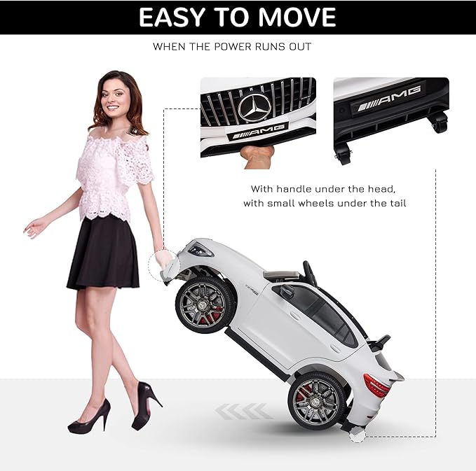 Aosom 12V Toddler Ride On Car with Remote Control, Mercedes Benz AMG GLC63S Coupe, Electric Car with 2 Speed, MP3 Player, Light, Horn, Songs, Suspension, White