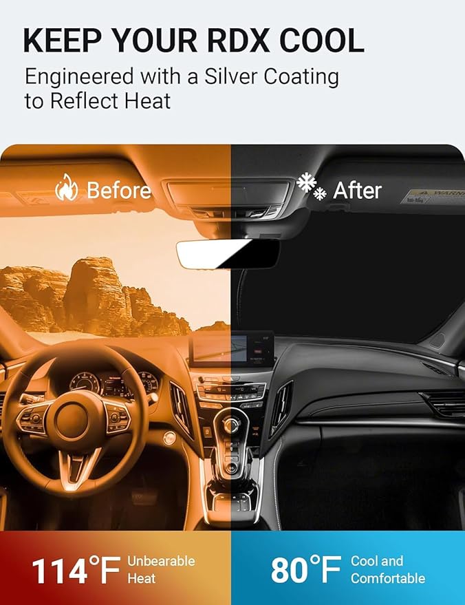 Proadsy for Acura RDX 2019-2024 2025 Windshield Sun Shade 4-Layer Foldable Front Sunshade Protector Sun Visor Blocks UV Rays Keep Car Cooler