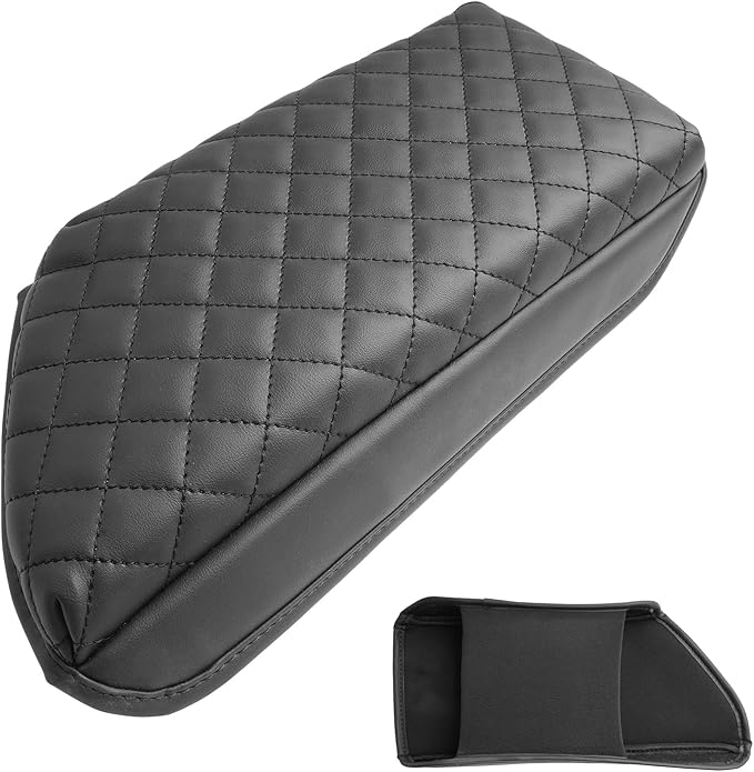 SXCY for 2020-2025 VW Jetta Armrest Cover for Volkswagen Jetta 2025 Accessories 2020-2024 2025 Jetta Center Console Cover 2025 Jetta Middle Console Cover (Black Checkered Pad)