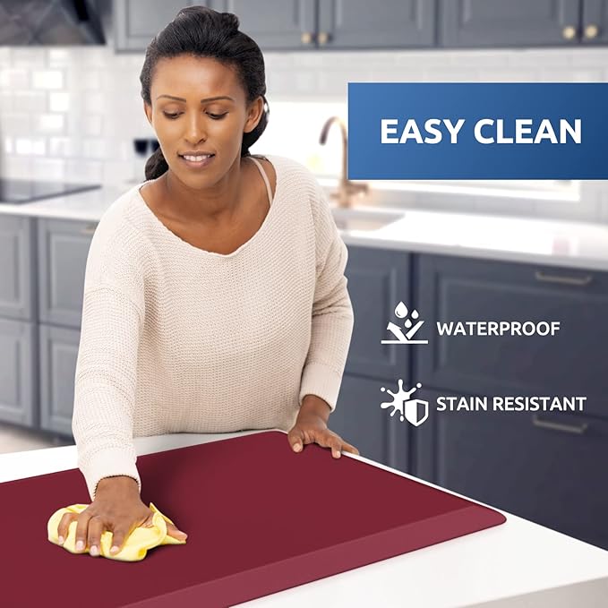 KitchenClouds Kitchen Mat Cushioned Anti Fatigue Kitchen Rug 17.3"x39" Waterproof Non Slip Kitchen Rugs and Mats Standing Desk Mat Comfort Floor Mats for Kitchen House Sink Office (Red)