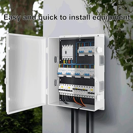 Outdoor Electrical Junction Box, ABS Water Resistant Enclosure with Internal Mounting Panel & Hinged Cover (18.1" H* 12.6" L* 6.3" W)