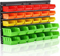 Wall Mounted Storage Bins Parts Rack 4 Colors Bin Organizer Garage Plastic Shop Tool, Garage Organizers and Storage (Style-Vivid) 25.2"*16.2"