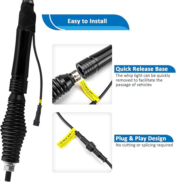 Wsays 2pcs 4ft RGB Led Whip Light with Spring Base Chasing Light with Flags and Controller Lighted Whips Fit for UTV, ATV, SUV, Car, Golf Cart, Truck, and Boat