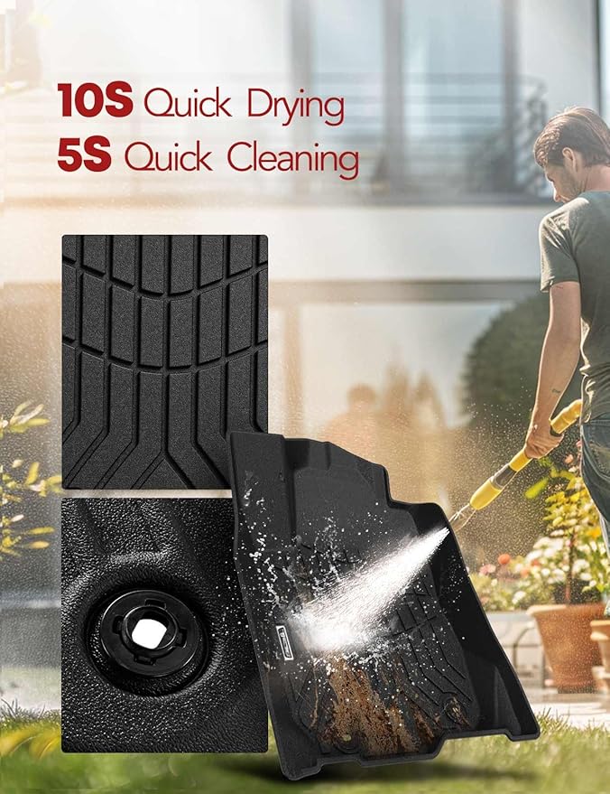 YHTAUTO Floor Mats Fit 2013-2018 Toyota RAV4(Not Fit Hybrid or Prime), TPE All Weather Car Mats Waterproof Anti-Slip Odorless Floor Liner, Interior Car Accessories Front & 2nd Row Liner