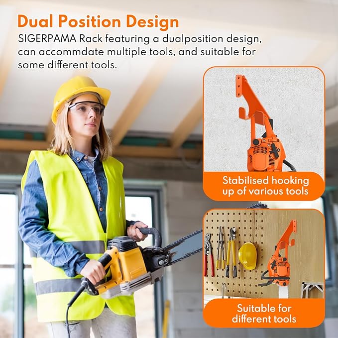Chainsaw Hanger,2pcs Ideal for Adult Garage Tool Organizer. This Chainsaw Accessory Rust Proof Alloy Steel Construction with Powder Coating, Perfect Wall Mount Solution for Your Chainsaw.(orange)