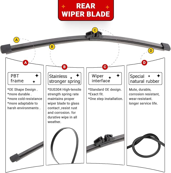 Windshield Wiper Blades Replacement for BMW X3 2011 2012 2013 2014 2015 2016 2017 Original Factory Quality Front Rear Wipers Blade Set for My Car - 26" 20" 13" (Pack of 3)