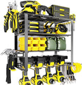 4 Layers Power Tool Organizer Wall Mount for Fathers Dad, 4 Cordless Drill Holder Garage Organization Heavy Duty Metal Loads 200LBS, Garage Shelving for Tool Storage, Tool rack for Men