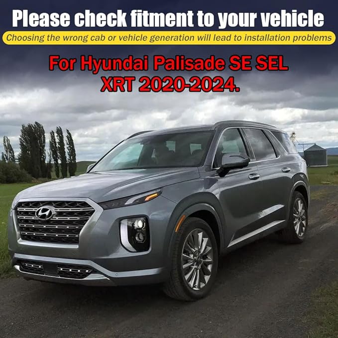 Rain Guards for Hyundai Palisade SE SEL XRT 2020-2024, Tape-on Side Window Deflectors for Hyundai Palisade, Window Visors for Hyundai Cars,for Hyundai Car Accessories 4 Rain Guards ＆ 2 Car Coasters