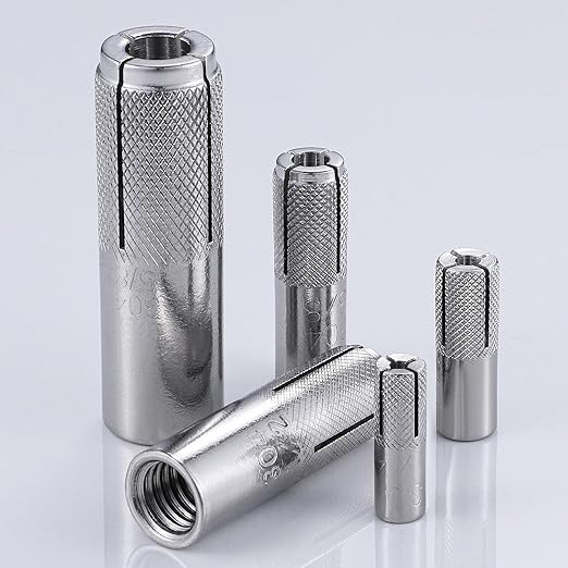 Wensilon(100 pcs) 5/16"-18 Premium Stainless Steel Drop in Anchors Assortment, Knurled Drop-in-Anchor for Solid Concrete, Internal Forced Expansion Screw Bolts