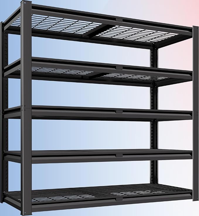 PrimeZone 72" H X 48" W X 18" D Heavy Duty Garage Shelving 5 Tier 2500 LBS Storage Shelves Adjustable Industrial Metal Wire Shelf Unit for Garage,Basement,Pantry,Warehouse,Commercial