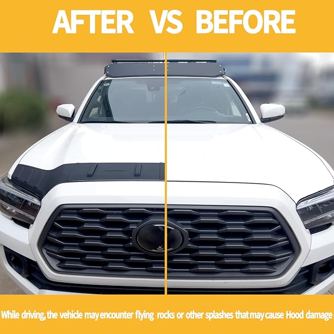 Hood Protector | Tailored for 2016-2023 Toyota Tacoma |Low Profile Deflector/Bug Shield/Bug Deflector Hood Shield Tacoma Accessories