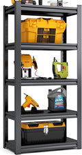 TOPKEY 5-Tier Utility Shelves Garage Storage Shelves, Heavy Duty Metal Storage Shelf for Garage, Kitchen, Warehouse, Adjustable Basement Storage Rack, Load 2000LBS, 63" H x 31.5" W x 15.8" D