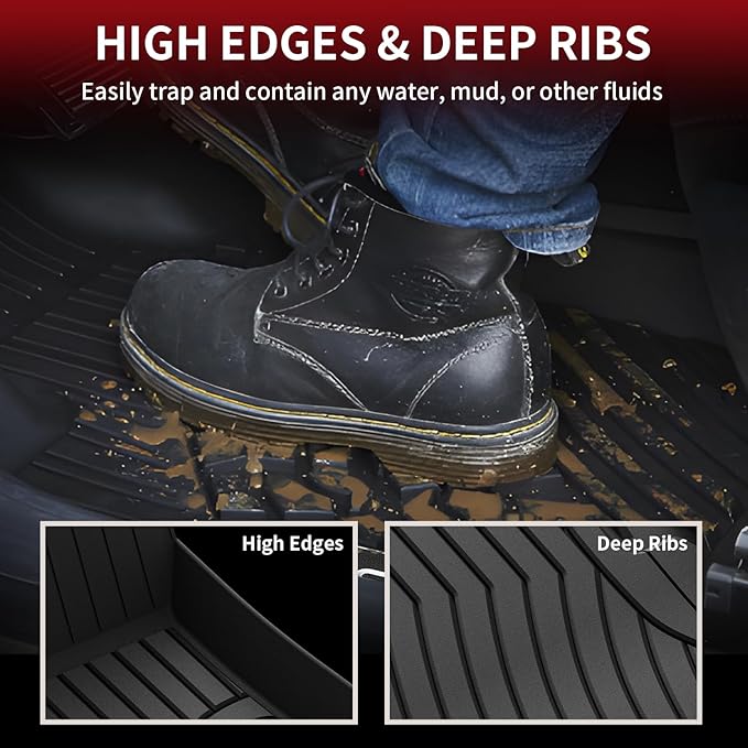 LASFIT Floor Mats for Mercedes Benz C Class 2021 2020 2015-2019 C300 / C350 / C400 / C350e / C43 AMG / C63 AMG / C63 AMG S (Fit Sedan Only), All Weather TPE Floor Liners for C Class 1st & 2nd row Mats