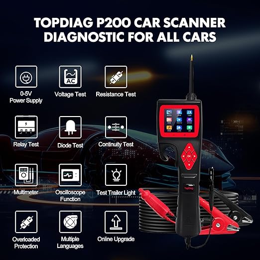 P200 Power Circuit Probe Kit - Test Light Automotive Circuit Tester Circuit Breaker Finder Tool, Relay Tester Multimeter, Oscilloscope, Fuel Injector Tester - 9~30V