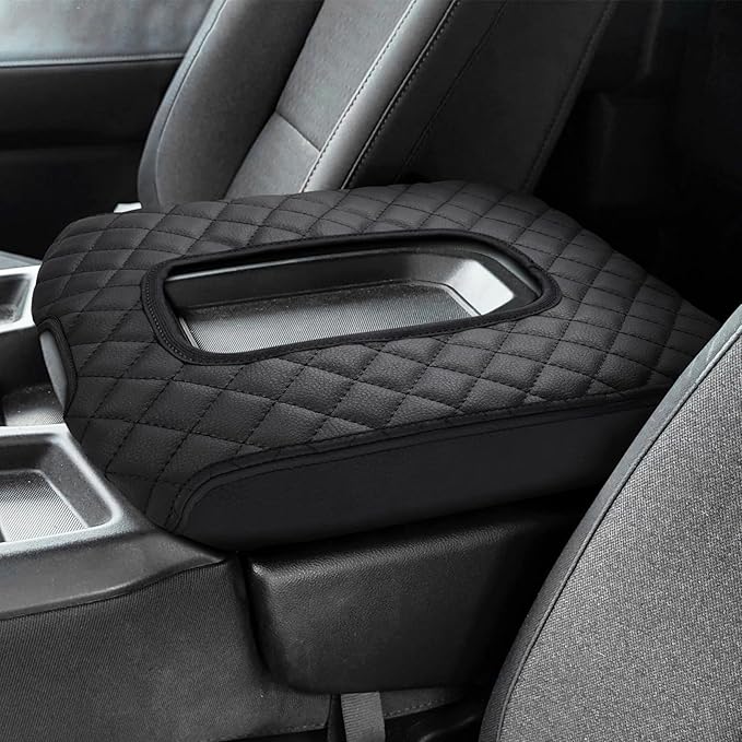 Shademax Center Console Cover for Chevy Silverado & GMC Sierra 2019-2025 2026 Accessories, Silverado Armrest Cover Jump Seat Console Cushion Pad Middle Console Armrest Lid Protective Cover PU Leather