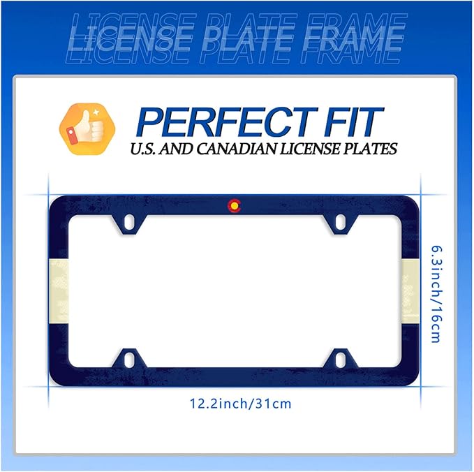Colorado State Flag License Plate Frame License Plate Stainless Steel Parts Funny License Plate Decorative with Screws Size 12.3" x 6.3" for Men Women