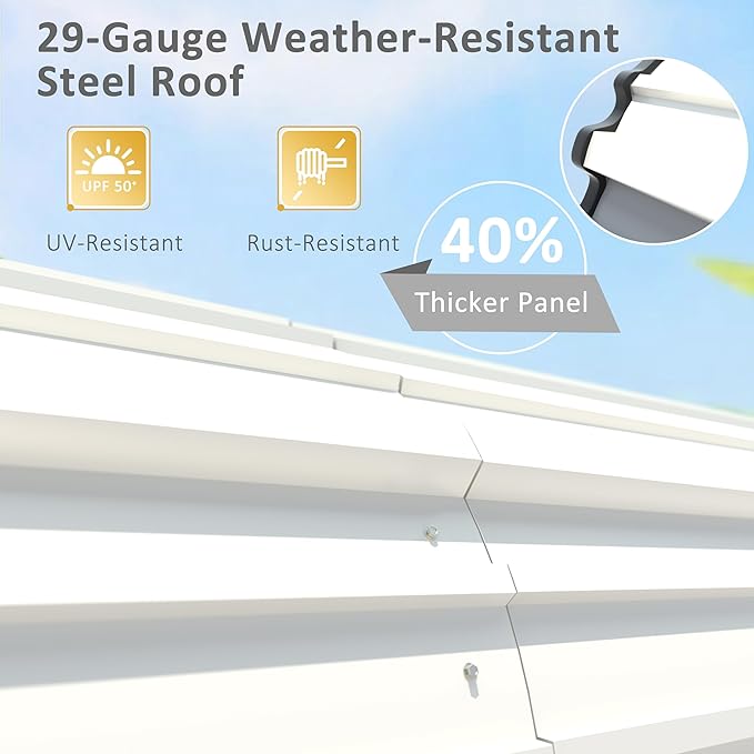 20x20 FT Carport with Metal Roof, Heavy Duty Metal Carport Canopy, Garage Car Shelter Shade for Outdoor, Car, Truck, Eggshell