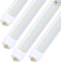 4-Pack, 8 Foot LED Bulbs, 100W 15000lm 6000K Cold White, Super Bright, T8 T10 T12 LED Tube Lights, FA8 Single Pin LED Lights, Clear Cover, 8 Foot LED Bulbs to Replace Fluorescent Light Bulbs