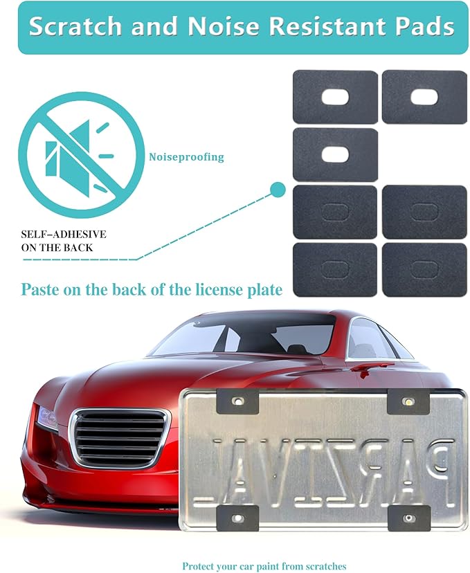 American Flag License Plate Frame- Black Front Rear Patriotic USA ‌Car Tag Frames, 2 Pack 2 Hole Heavy Duty Brushed Aluminum Plastic Composite Holder with Screws Caps