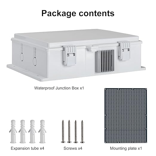 Outdoor Electrical Junction Box, ABS Water Resistant Enclosure with Internal Mounting Panel & Hinged Cover (13" H* 9.2" L* 3.7" W)