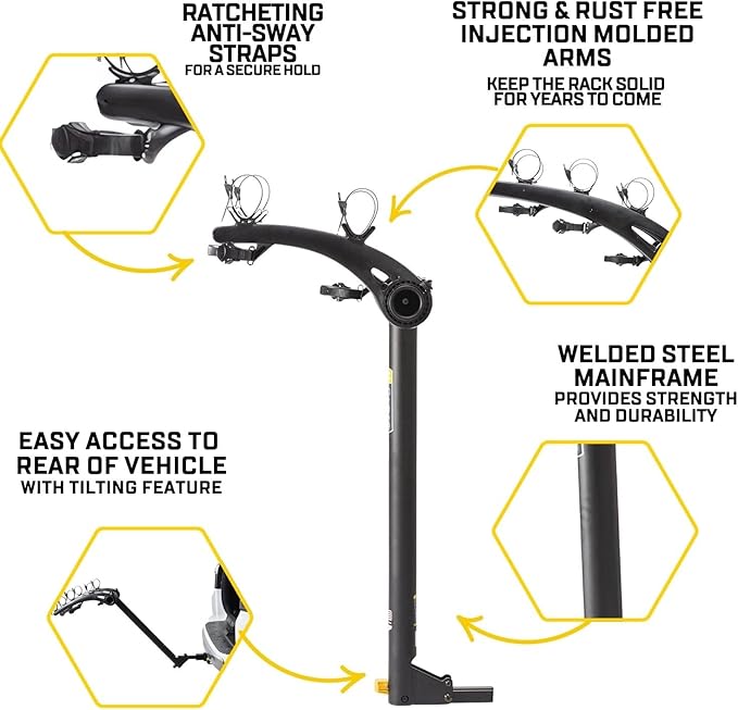 Saris Bones 2-Bike Hitch Rack Bicycle Carrier, with Easy Fold Design and Tilting Base
