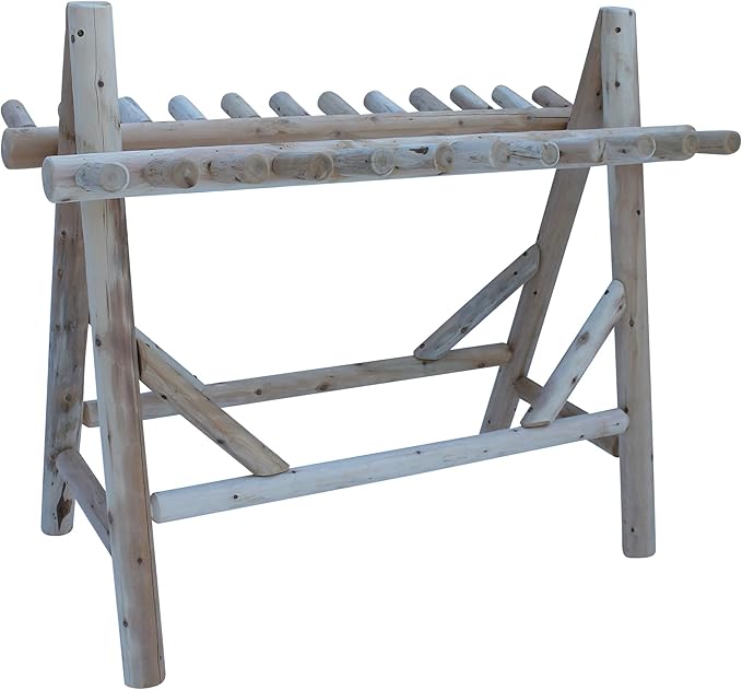 22-Place Freestanding Ski Log Racks, Pole Ski Holders, Garage Racks for Organization, Pole Stands, Snowboard Rack Garage, Snow Skis Sports Storage - Natural + 15" Anchor Kit