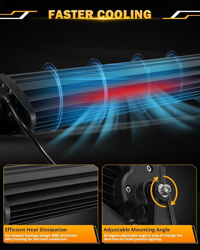 Auxbeam 22 Inch LED Light Bar, 120W 6 Modes Amber White Strobe Fog Lights, Yellow Spot Flood Memory Reset Function Offroad Driving Work Ditch Light for Truck Car ATV
