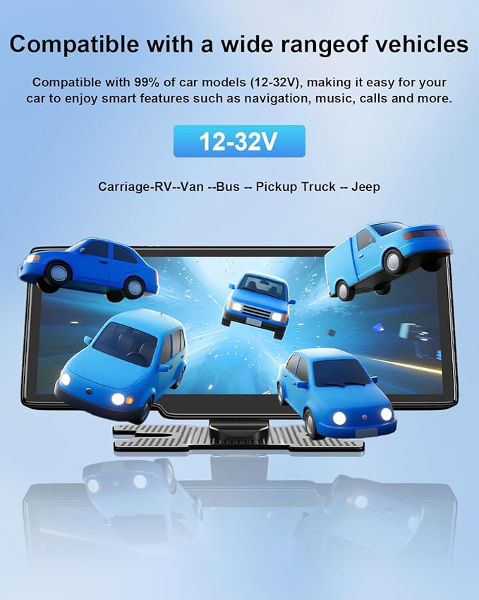 Carplay Screen for Car, 10.26’’ HD Wireless Apple Carplay & Android Auto Touch Screen, with Backup Camera, Car Play Radio Screen, GPS Navigation/Mirror Link/Voice Control/Bluetooth/FM, Plug & Play
