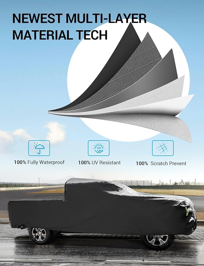 Proadsy 2025 Upgrade Car Cover for 2017-2025 Ford Super Duty F-250 Regular Cab 8 ft Bed All-Weather Windproof Waterproof UV Protection Defense Against Rain Snow Dust Sun Outdoor Truck Cover