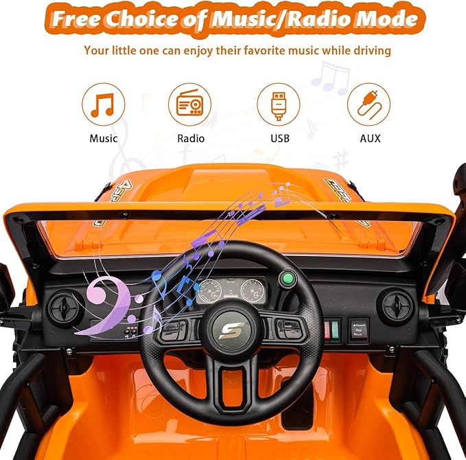 24V Ride on Toys for Big Kids, 2 Seater Electric Truck with Remote Control, 4.3 MPH Max Speed, Bluetooth, 4WDS, Led Headlight & Music Player