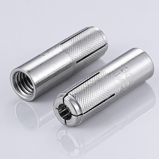 Wensilon(100 pcs) 5/16"-18 Premium Stainless Steel Drop in Anchors Assortment, Knurled Drop-in-Anchor for Solid Concrete, Internal Forced Expansion Screw Bolts