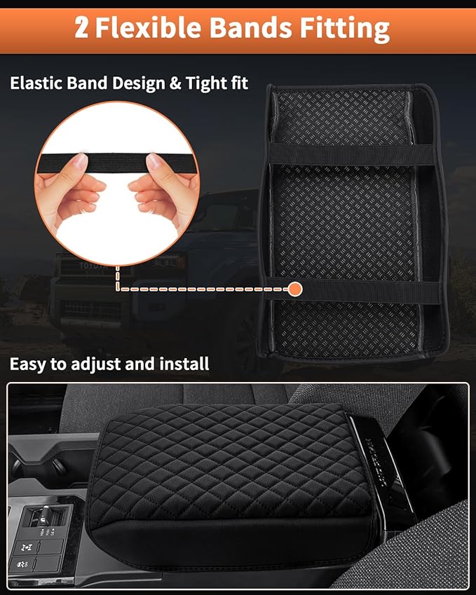 Shademax Center Console Cover for Toyota Land Cruiser Prado LC250 2024 2025 2026 Accessories, Prado LC250 Armrest Cover Cushion Pad Console Armrest Seat Box Protector PU Leather Anti-Scratch Black