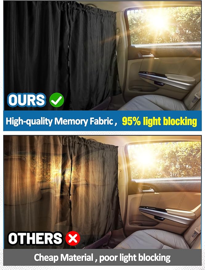 Car Divider Curtain - Wide Car Privacy Blackout Shades with Storage Bag for Baby Nap, Removable Sedan SUV Van Sunshade Covers Screen for Car Camping Sleeping Accessories