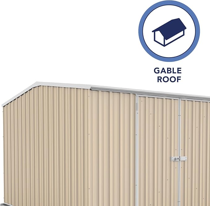 Absco Premier Storage Sheds, 10'x10' Metal Garage, DIY Backyard Shed, Utility Tool Storage, Weather & Wind Resistant Aluminum Panels & Steel Frame, Maintenance-Free, 12 Year Warranty, Classic Cream