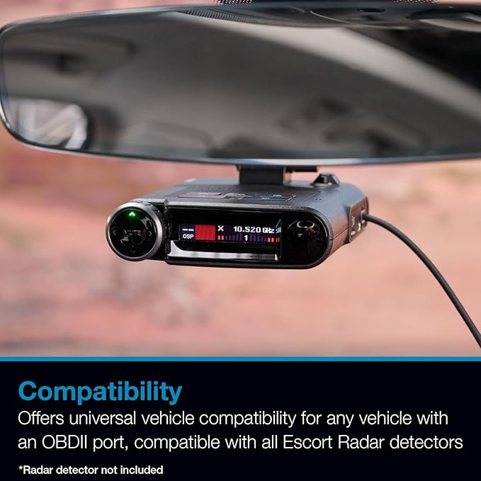 Escort Radar Detector Power Cord, OBDII to RJ11 Cable Radar Detectors: MAX 360, MAX 360c, IX, IXc, 9500 IX, MAX II, MAX 3, MAX 4, MAX 360c MKII, MAX 360 MKII, MAXcam 360c, and Redline 360c