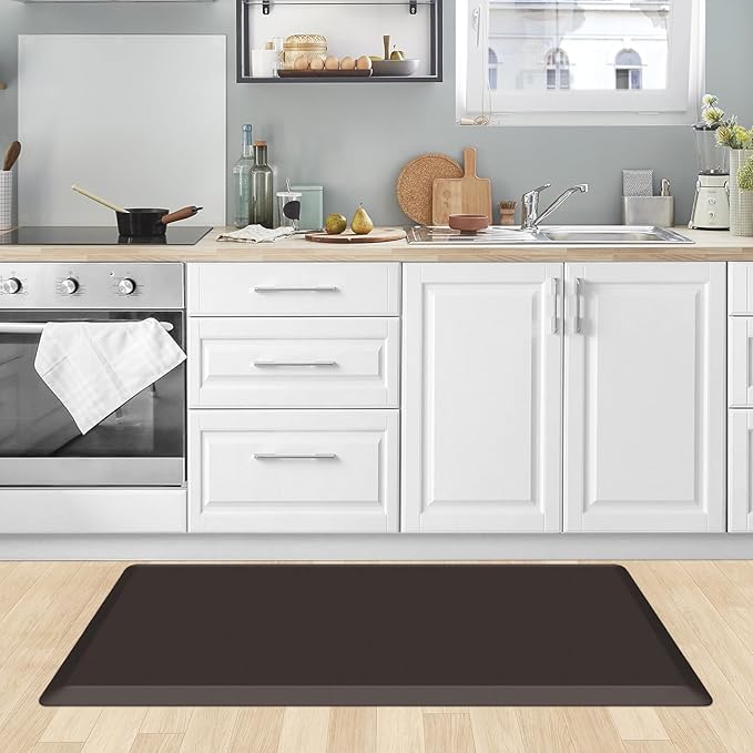 KitchenClouds Kitchen Mat Cushioned Anti Fatigue Rug 24"x70" Waterproof, Non Slip, Standing and Comfort Desk/Floor Mats for House Sink Office (Chocolate)