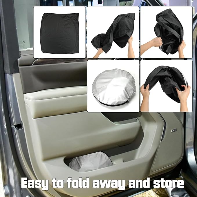 ROCCS Windshield Sunshade UV Ray Reflector Compatible with Chevy Tahoe GMC Yukon 2021-2025 Front Window Sun Shade Shield Cover Foldable Reflective Sun Visor