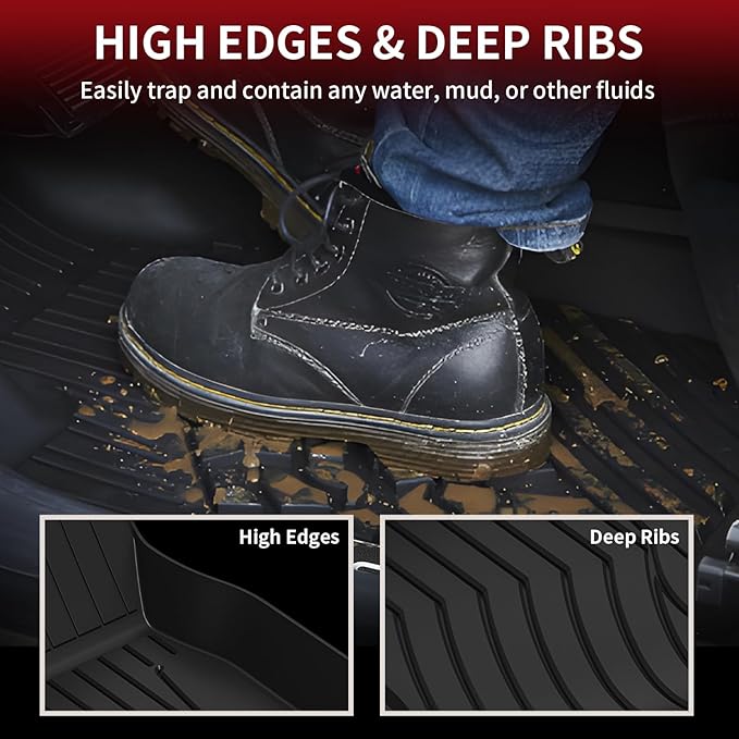 LASFIT Floor Mats for Mercedes Benz CLA 2014-2019 & GLA 2015-2020 250/45 AMG, All Weather TPE Custom Fit Car Mats for Mercedes CLA & GLA Floor Liners, 1st & 2nd Row Set, Black