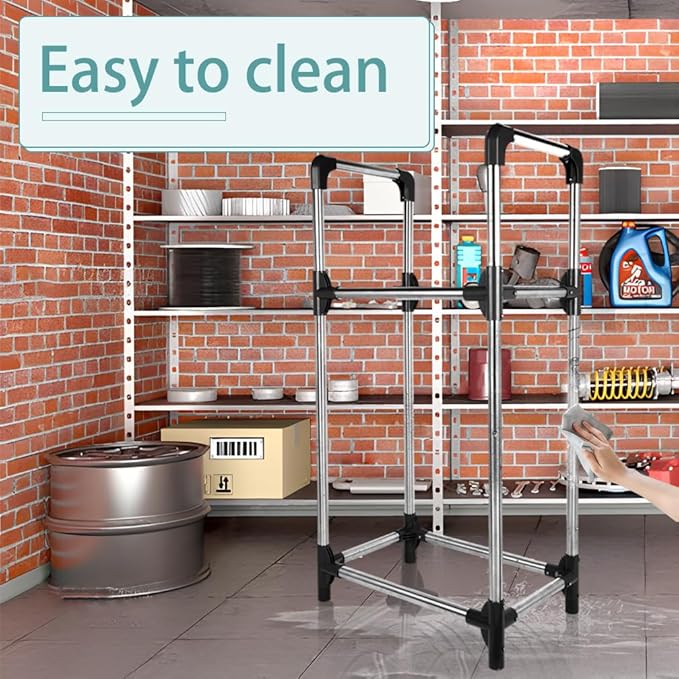 Hershii Tire Storage Rack Standing Garage Storage Shelf Organizer for Indoor Outdoor Use - Black + Silver, 22.51'' X 14.16'' X 45.11''